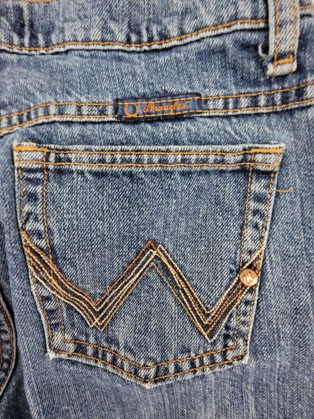 Wrangler Cash Jeans Womens 5/6 x 32 Blue Low Rise WRC10AS Bootcut 28x31 Y2K